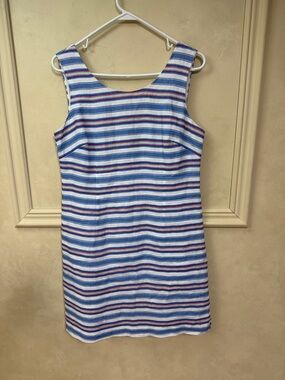 HIHO Tortola BVI Women's Medium Sheath Lagenlook Blue Chambray Linen Dress